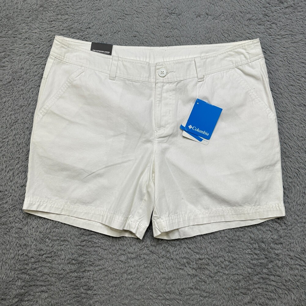 Columbia Shorts Womens sz 14 4” Inseam White Summer Outdoors Hiking Camping
